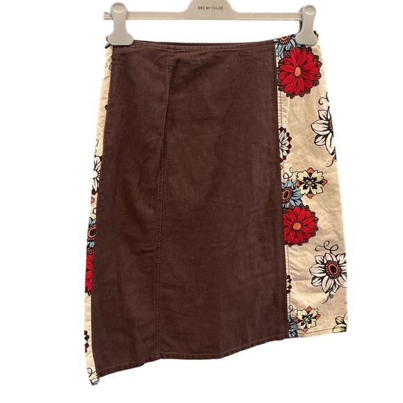 Vintage Royal Robbins Women Skirt Size 6 Brown Corduroy Floral Boho Forest Fairy - Picture 4 of 7